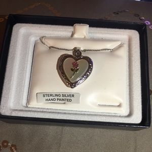 Sterling silver hand painted locket-NWT